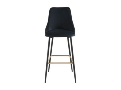 Lot de 2 tabourets de bar en velours et métal - Noir - VEVLINA