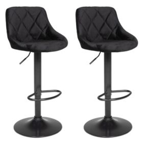 Lot de 2 tabourets de bar en velours noir ROBIN - Happy Garden