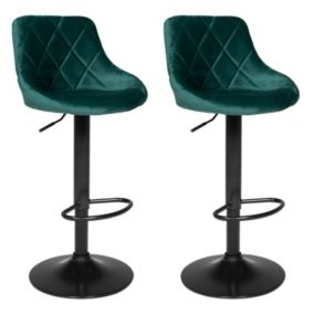 Lot de 2 tabourets de bar en velours vert ROBIN - Happy Garden