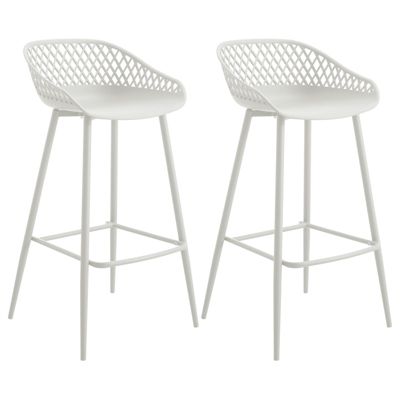 CLP Lot De 2 Tabourets De Bar Air - Blanc, Plastique Résistant UV, Hauteur 75 Cm, Capacité 160 Kg