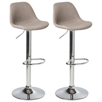 Lot de 2 tabourets de bar KAHLA Tissu Taupe