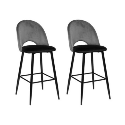 Lot de 2 tabourets de bar Kara Atmosphera gris et noir