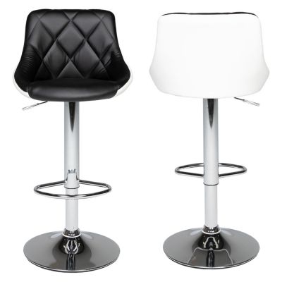 Lot de 2 tabourets de bar noir et blanc JASPER - HAPPY GARDEN