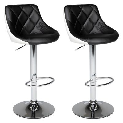 Lot de 2 tabourets de bar noir et blanc JASPER - HAPPY GARDEN