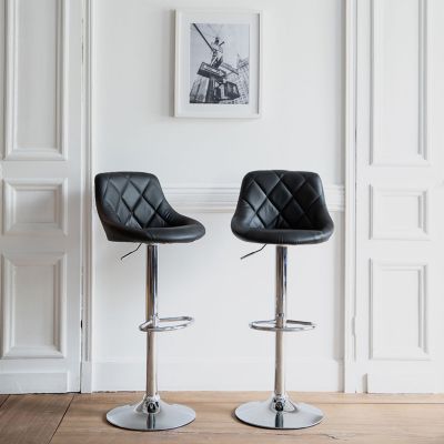 Lot de 2 tabourets de bar noir JASPER - HAPPY GARDEN
