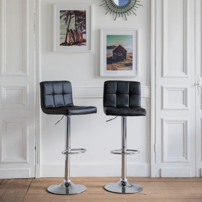 Lot de 2 tabourets de bar noir MIKE - HAPPY GARDEN