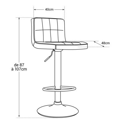 Lot de 2 tabourets de bar noir MIKE - HAPPY GARDEN