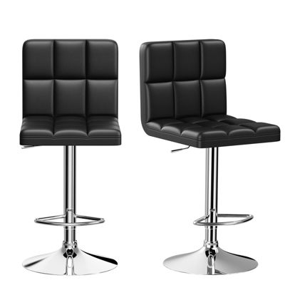 Lot de 2 tabourets de bar pivotants en cuir lié, réglables par vérin hydraulique, Rattantree