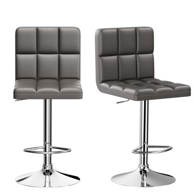 Lot de 2 tabourets de bar pivotants en cuir lié, réglables par vérin hydraulique, Rattantree