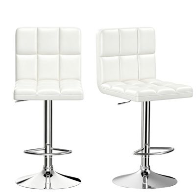 Lot de 2 tabourets de bar pivotants en cuir lié, réglables par vérin hydraulique, Rattantree