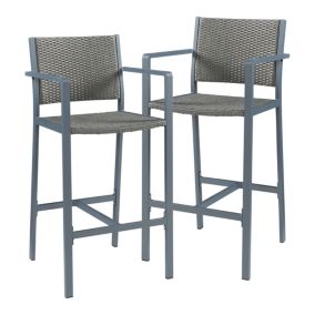 Lot de 2 tabourets de bar pour extérieur Avise hauteur d'assise 75 cm anthracite gris foncé casa.pro