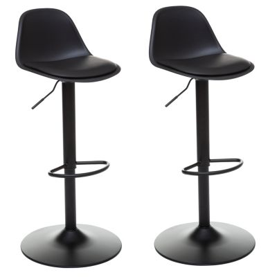 Lot De 2 Housses De Tabouret Rondes élastiques - Pour Diamètre 30 à 40cm - Noir - Tissu Tricoté - 9