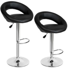 Lot de 2 tabourets de bar Rembourré avec un dossier Hauteur d'assise 63 - 83 cm