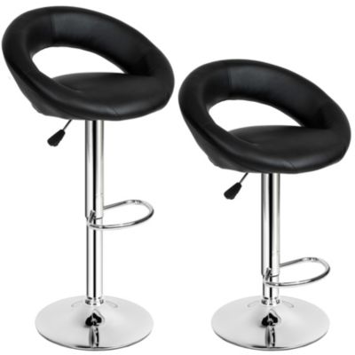 Lot de 2 tabourets de bar rembourré avec un dossier Revêtement en cuir synthétique