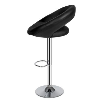 Lot de 2 tabourets de bar rembourré avec un dossier Revêtement en cuir synthétique