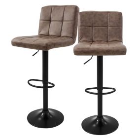 Lot de 2 tabourets de bar rembourrées en simili marron chaise hauteur réglable