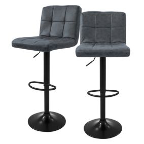 Lot de 2 tabourets de bar rembourrées simili anthracite chaise hauteur réglable