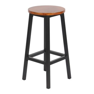 Lot de 2 tabourets de bar sans dossier en bois noir 32 x 32 x 65 cm