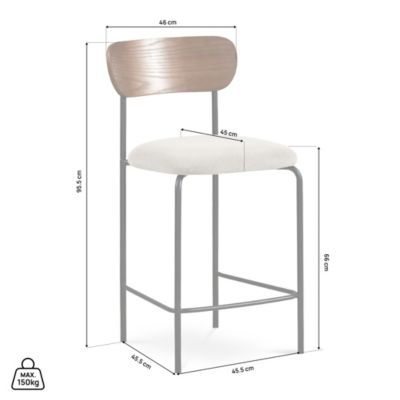 Lot de 2 tabourets de bar scandinaves OLIVIA velours côtelé beige