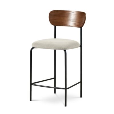 Lot de 2 tabourets de bar scandinaves OLIVIA velours côtelé beige