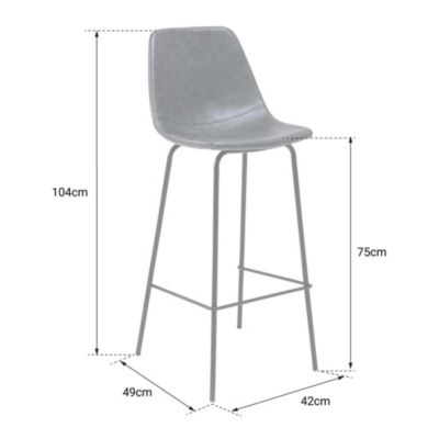 Lot de 2 tabourets de bar vintage LUCIEN cognac - Hauteur d'assise 75cm - HAPPY GARDEN