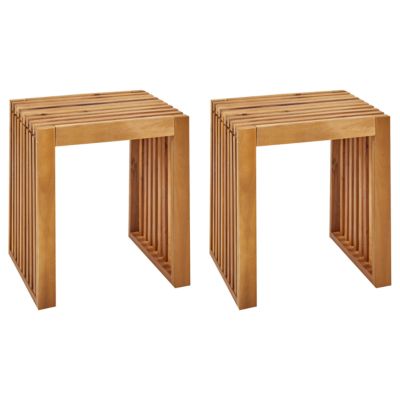 Lot de 2 tabourets de jardin BELLANO Acacia Marron