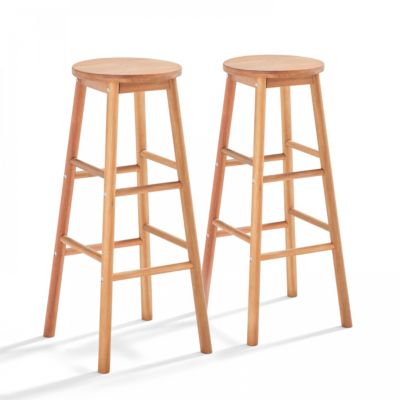 Lot de 2 tabourets en bois d'eucalyptus