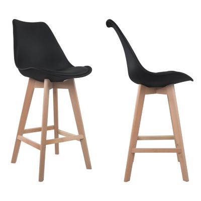 Lot de 2 tabourets scandinaves SVEN noir avec coussin - HAPPY GARDEN