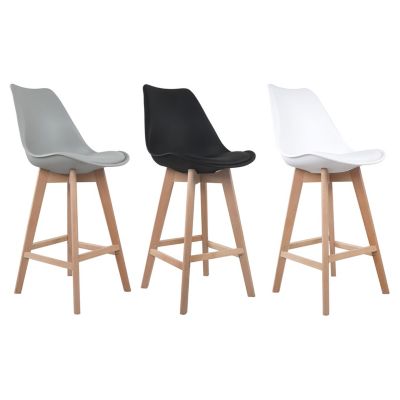 Lot de 2 tabourets scandinaves SVEN noir avec coussin - HAPPY GARDEN
