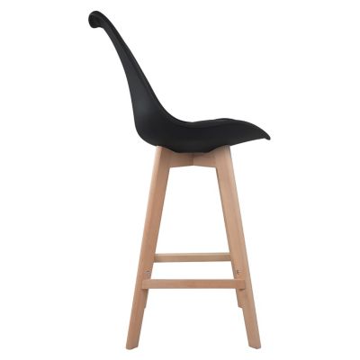 Lot de 2 tabourets scandinaves SVEN noir avec coussin - HAPPY GARDEN