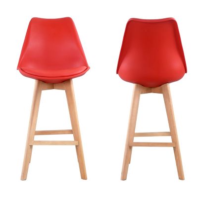 Lot de 2 tabourets scandinaves SVEN rouge avec coussin - Happy Garden