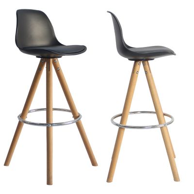 Lot de 2 tabourets scandinaves TOBIAS noirs avec coussin - HAPPY GARDEN