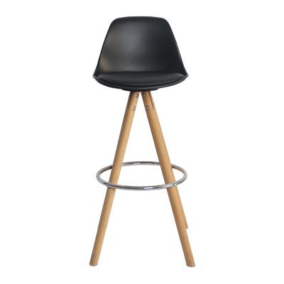 Lot de 2 tabourets scandinaves TOBIAS noirs avec coussin - HAPPY GARDEN