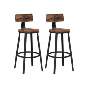 Lot de 2 Tabourets style industriel en métal et bois collection DAKOTA.