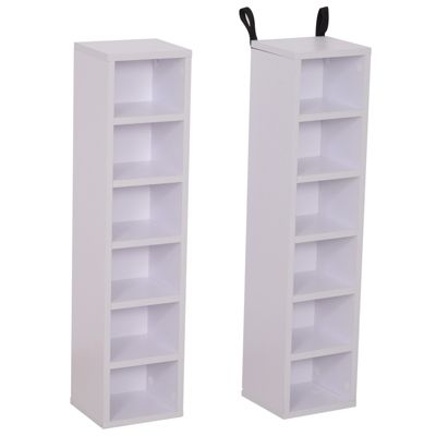 Lot de 2 étagères colonnes rangement CD-DVD 6 + 6 compartiments dim. 21 x 19 x 88 cm max. 204 CD