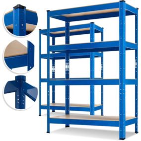 Lot de 2 étagères de stockage, pour charges lourdes, charge maximale 700 kg, enfichable, atelier , 2x 160x80x40cm, Bleu