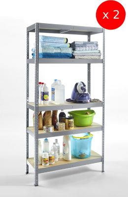 lot de 2 etageres en acier galvanise 5 tablettes l 90 x h 180 x p 40 cm castorama