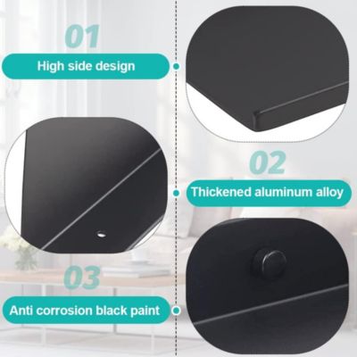 Lot de 2 étagères flottantes Space en aluminium, étagères murales noires de 30 cm et 40 cm, étagères flottantes avec vis