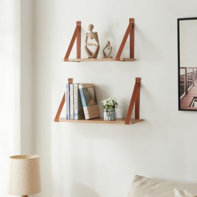 Lot de 2 étagères murales Utsira de tailles différentes marron effet chêne en.casa