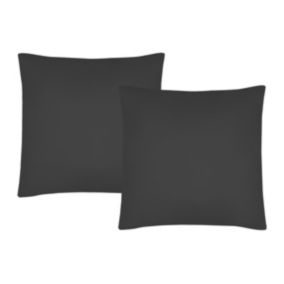 Lot de 2 taies d'oreiller en satin 108 fils/cm² - 63 x 63 cm - Gris anthracite - TALORA de PALACIO