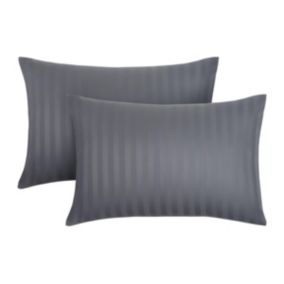 Lot de 2 taies d'oreiller en satin 92 fils/cm² - 50 x 70 cm - Gris -ABILY de PALACIO