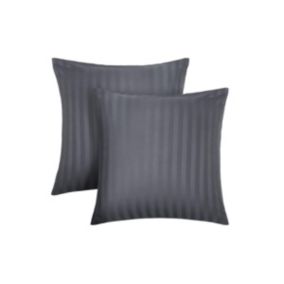 Lot de 2 taies d'oreiller en satin 92 fils/cm² - 63 x 63 cm - Gris -ABILY de PALACIO