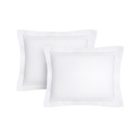 Lot de 2 taies d'oreiller percale de coton 80 fils/cm² - 50 x 70 cm - Blanc - CHARMY de PALACIO