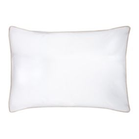 Lot de 2 taies d'oreiller percale de coton 80 fils/cm² - 50 x 70 cm - Blanc passepoil beige - AGAMI de PALACIO