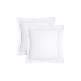 Lot de 2 taies d'oreiller percale de coton 80 fils/cm² - 63 x 63 cm - Blanc - CHARMY de PALACIO