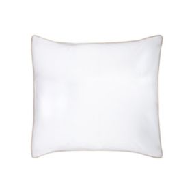 Lot de 2 taies d'oreiller percale de coton 80 fils/cm² - 63 x 63 cm - Blanc passepoil beige - AGAMI de PALACIO