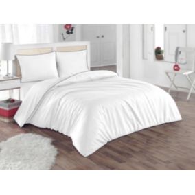 Lot de 2 taies d'oreiller percale de coton 80 fils/cm² - 63 x 63 cm - Blanc passepoil bleu- AGAMI de PALACIO