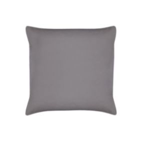 Lot de 2 taies d'oreiller percale de coton 80 fils/cm² - 63 x 63 cm - Gris passepoil blanc - AGAMI de PALACIO