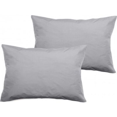 Lot de 2 taies d'oreiller percale pur coton peigné longues fibres 80 fils/cm² Vent du sud - 50x70 - Perle