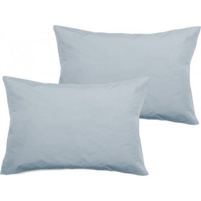 Lot de 2 taies d'oreiller percale pur coton peigné longues fibres 80 fils/cm² Vent du sud - Glacier - Lot de 2 taies d'oreiller 50